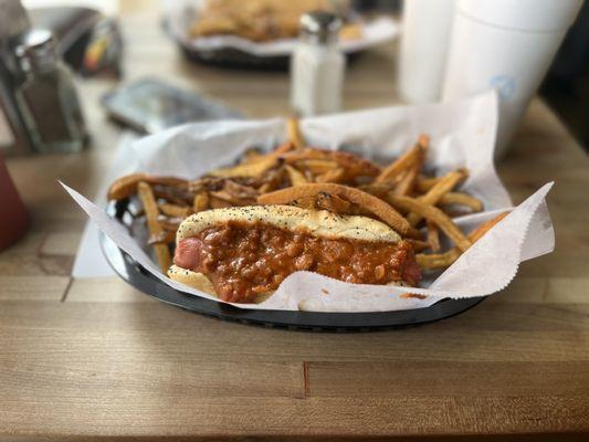 Chili Dog  fresh cut fries