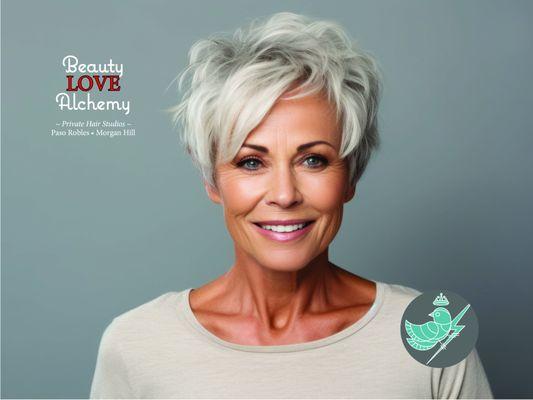 Full Sass Short Haircut on Gorgeous Natural Grey Hair