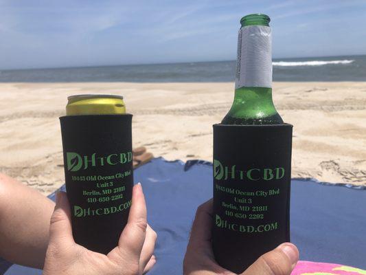 Field testing of the new coozies at Assateague Island OSV.