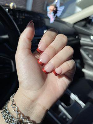 Chrome Red French Tips by Nancy!