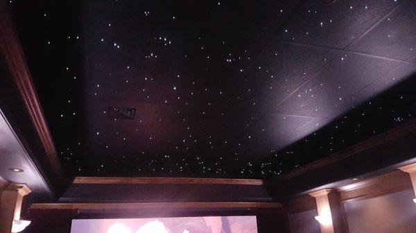 starry ceiling in home theatre room