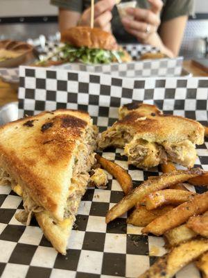 Pulled Pork Grilled Cheese + Fries