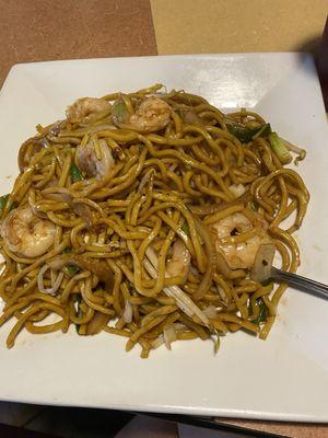 Shrimp Lo Mein. It's so good. I plan to enjoy all by myself.