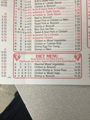 diet menu