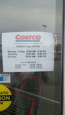 New hours. CLOSING AT 630P AND 6P