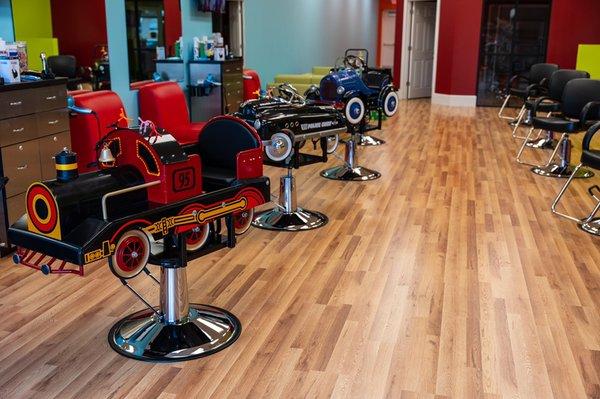 Theme cars and regular salon chairs for adults