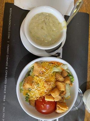 Broccoli cheese and salad