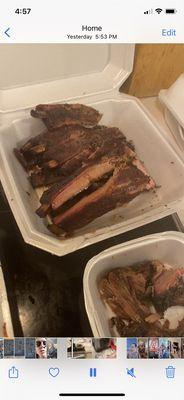 Ribs and the smaller containers has brisket