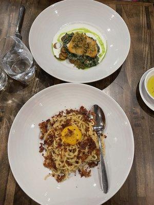 Chittara "Carbonara" and New England Cod