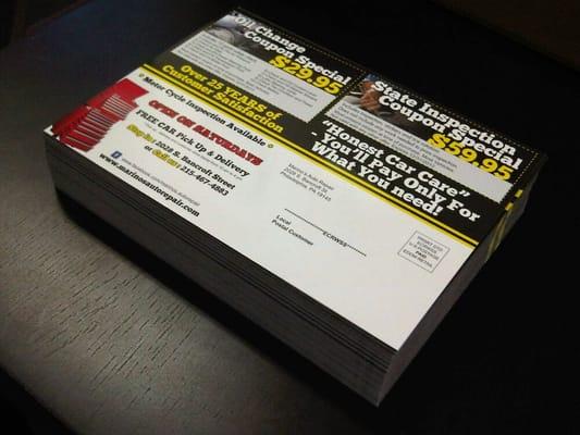 Stack of direct mail postcards