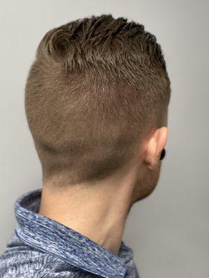 Mid-fade (0.5@&apx 4in@top)w/ taper   Thanks Stephanie;)