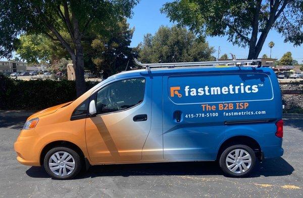 A Fastmetrics - B2B ISP van on location in the SF Bay Area