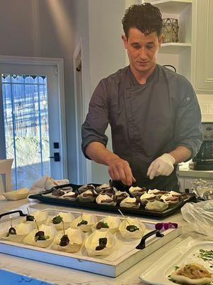 Chef Eric prepping in our kitchen