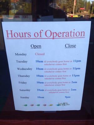 These are their summer hours, they are now on Monday for their winter hours! I was there this Monday and found out.