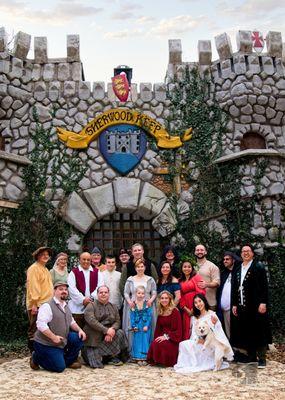 Wedding party ourside the castle.