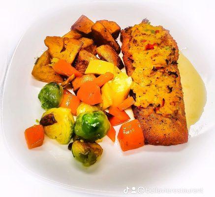 Salmon with Crabmeat stuffing