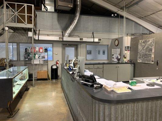 The front customer service counter looking towards Broadway St.