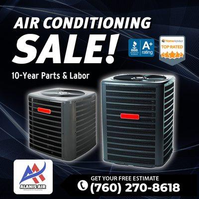 We are having a sale on all AC units! Top quality American Made products. We offer 0% for 60 month's financing!
Call (760) 270-8618