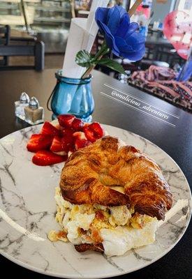 Egg croissant with bacon and cheese