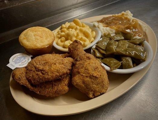 Plate lunches! 6.95. Meat and three ! Comes with tea !