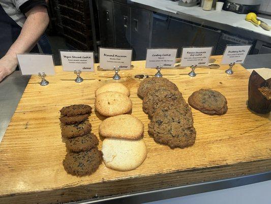 Cowboy cookie and chocolate chip cookie on the right