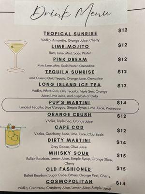 Drink menu 2023