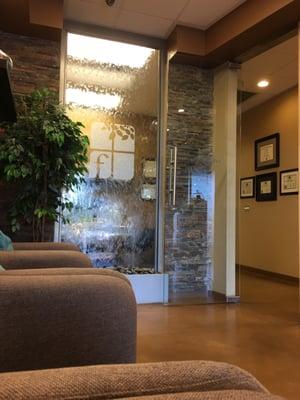 Cool waterfall!!! Feel super comfortable at a DENTIST office. How oxymoronic is that?!