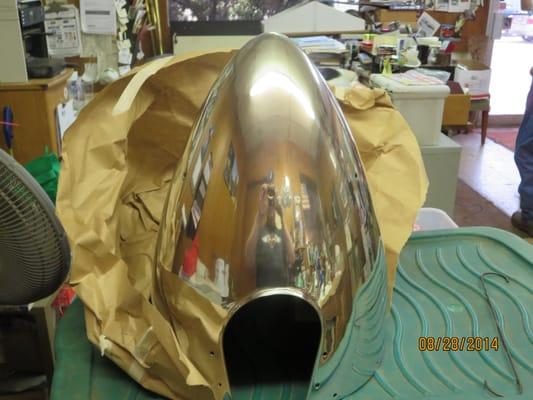 Propeller nose cone after polish.