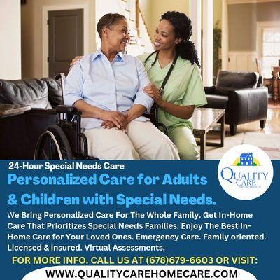 Specialized care for seniors and children with special needs in the Atlanta metropolitan area.