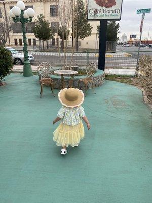 Patio area at Café Fioretti -- attended a private tea party