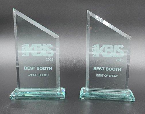 Glass awards laser etched.