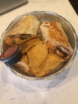 Chicken and chorizo burrito