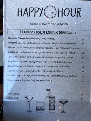 Happy hour prices! June 5, 2024