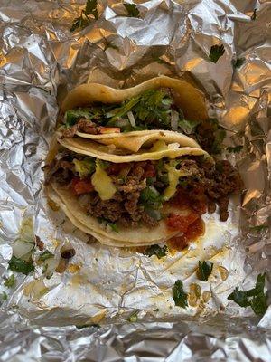 Two Carne Asada Street Tacos left, want more!