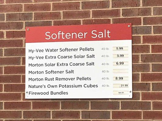 Softener Salt sign.