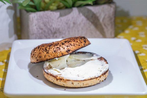 Quick and Simple and to the Point!  Kickstart that Metabolism with a Cream Cheese Bagel.