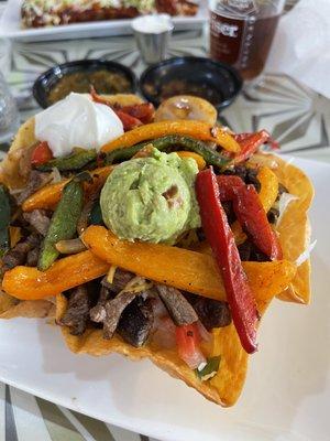 Taco salad with carne Asada. Everything is fresh.