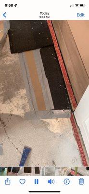 Jake said that this is industry standard card board duct tape and a piece of carpet to level the floors