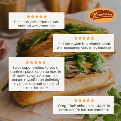 What Customers Say about Banh Mi on Ksandwiches Vietnamese Restaurant's Google?