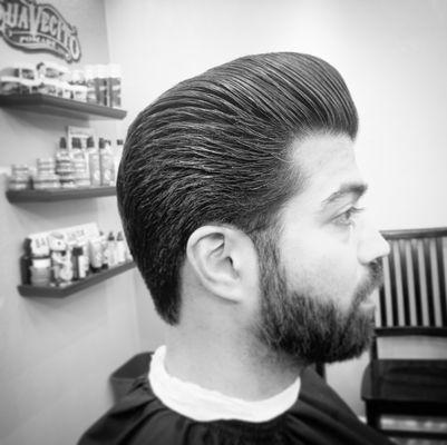 Haircut by Johnny. Styled with Reuzel Pink Pomade. Book your appointment at www.thehardcorebarber.com