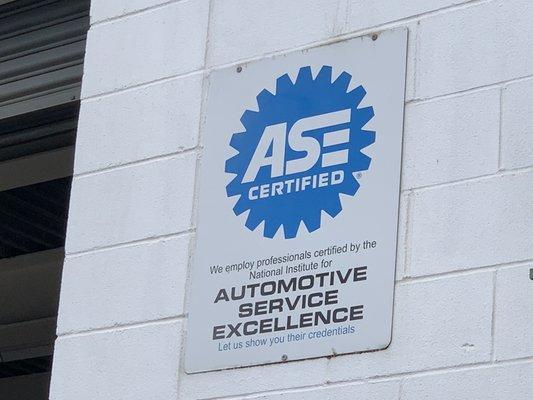 It's good to have ASE Certified Mechanics