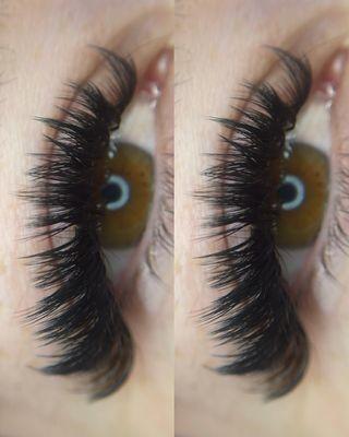 Fluffy, full set lash extensions.