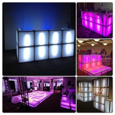 Our lighted dance floor sections used to make custom decor.