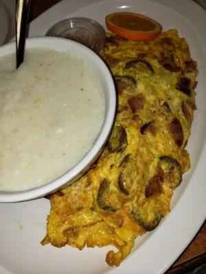 Southwest omelette and grits