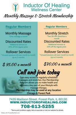 Check out some of our monthly memberships ! Call for more information.