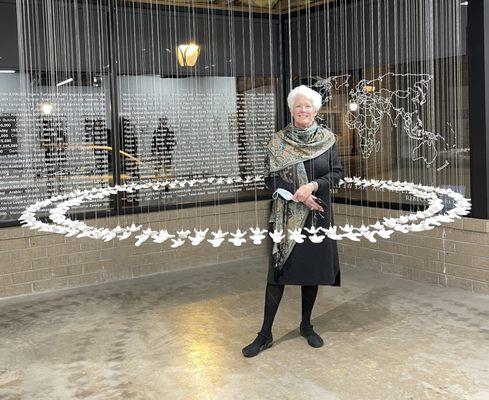 Artist Rebecca Carlton and her installation art piece from "Are We Listening" installed for newART/III