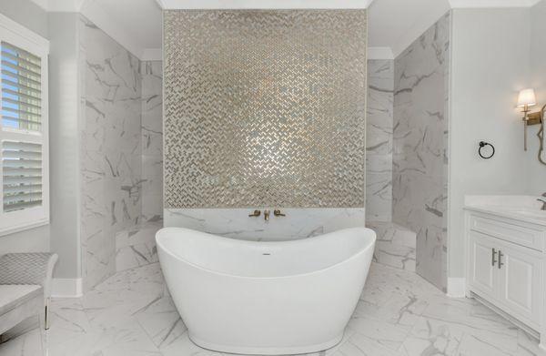 Elevate your bathroom with a polish Carrera tile!!