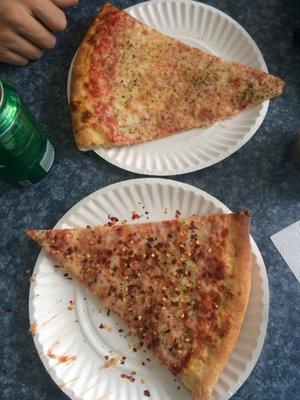 Two regular slices and a can of soda for $5.50