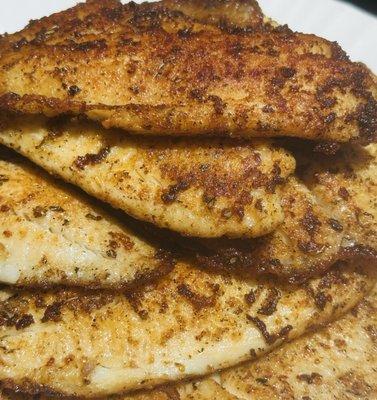 Seasoned fried tilapia fillets