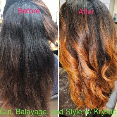 Cut, balayage, and style with Krystle.